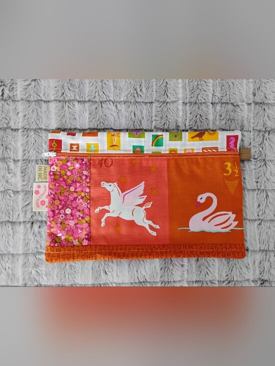 a darling design Handbags - Orange- 7 X 11 Zippered Pouch - Handmade